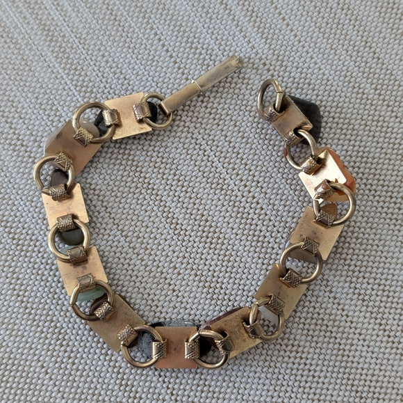 Gemstone Link Bracelet Gold Tone - Vintage - Classic - 7" - Chakra - … - Picture 12 of 12